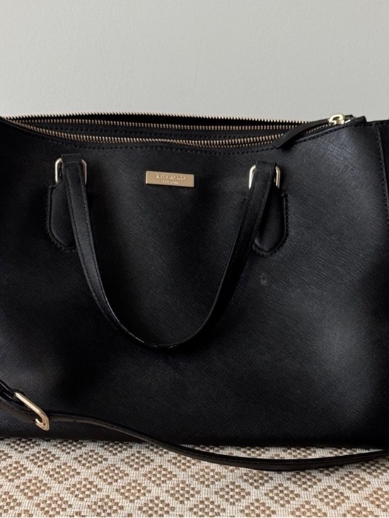 kate spade | Bags | Kate Spade Black Saffiano Leather Tote With Gold ...